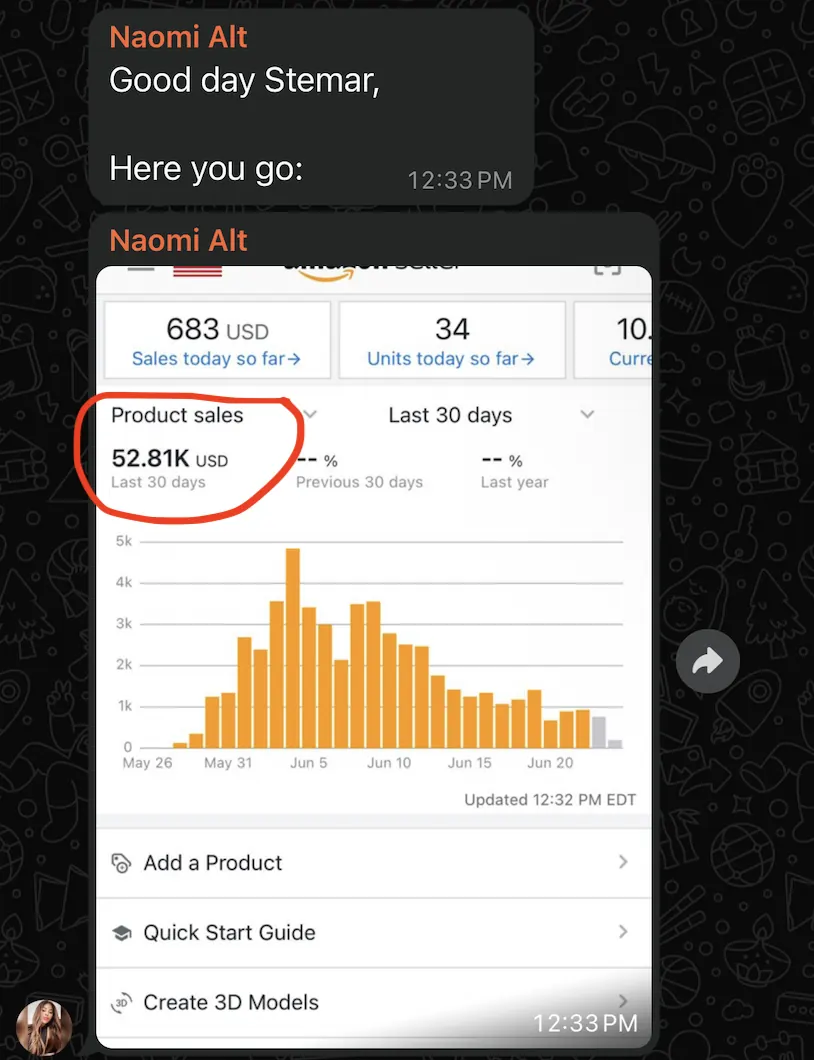 Naomi's $52.81K Amazon Seller Dashboard